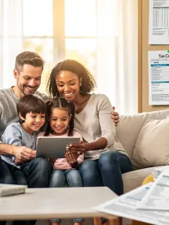 Family reviewing Child Tax Credit 2026 financial implications on tablet